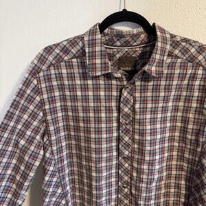 Prana Long Sleeve Brown Pearl Snap Button Down Shirt Men's Size Large